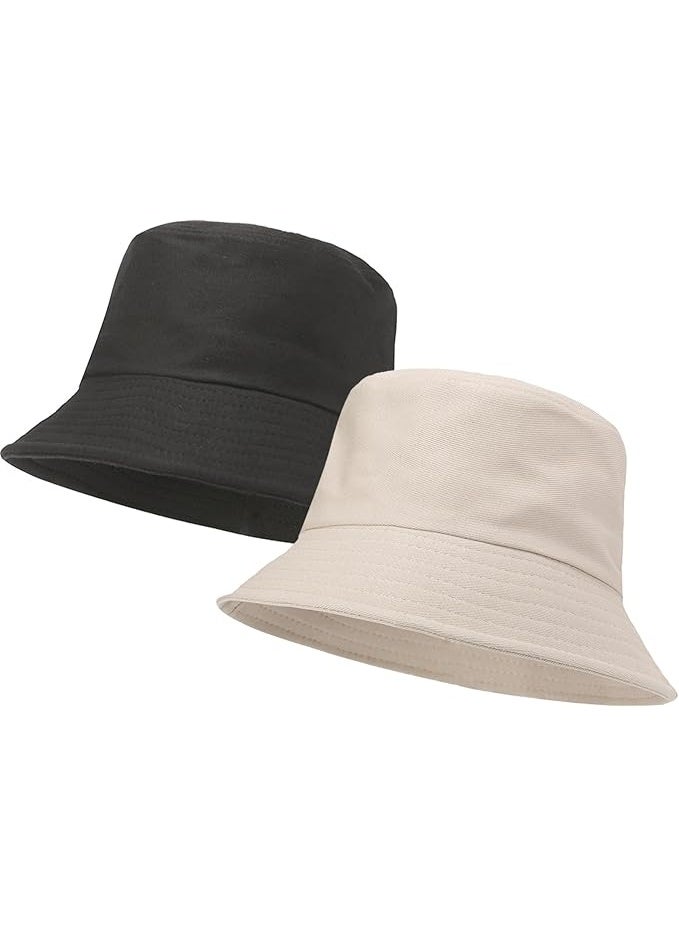 2 Packs Unisex Athletic Bucket Hat Solid Colors Sun Hat with UV Protection for Outdoor Sports Packable Summer Hats - Image 1